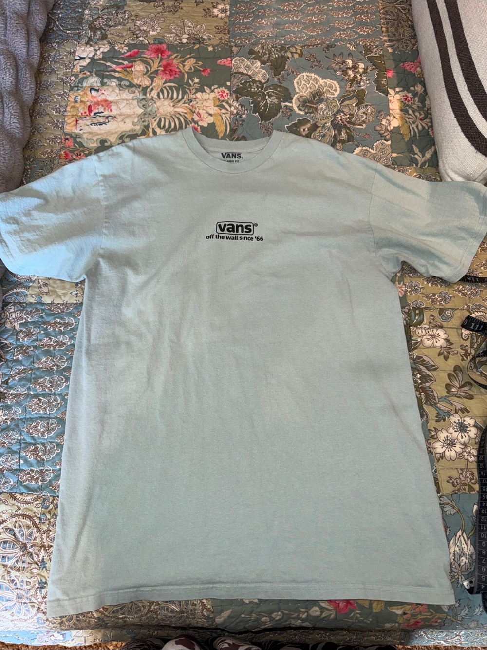 Vans Light Blue/Green Crew Logo Short Sleeve Tee